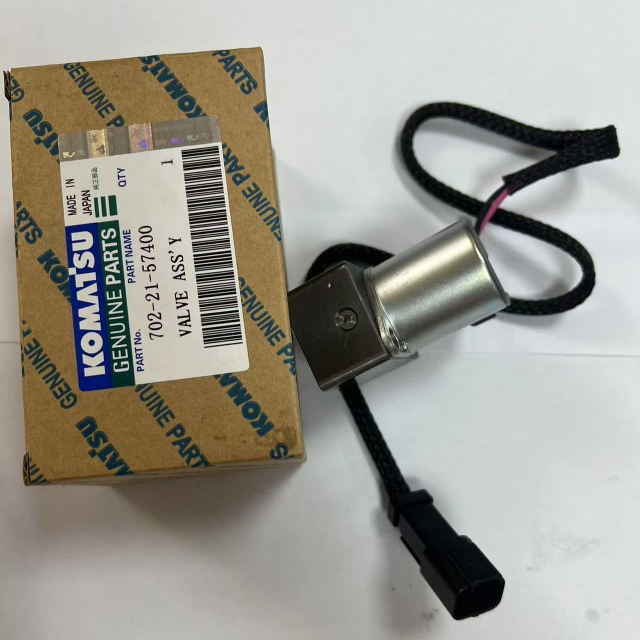 OEM Komatsu 702-21-57400 hydraulic pump solenoid valve.