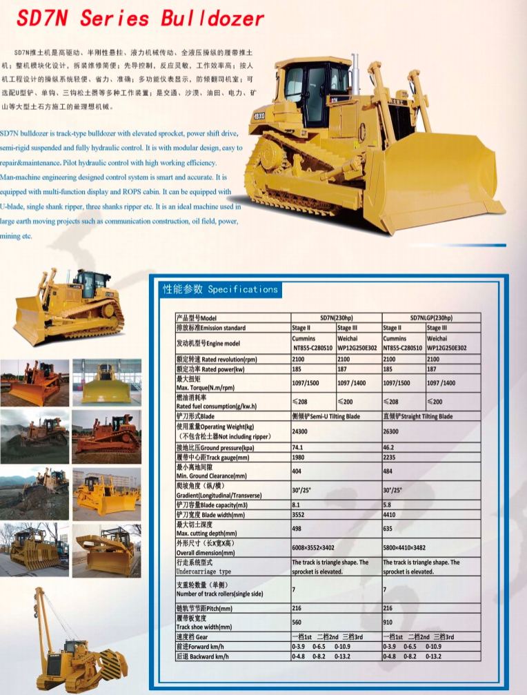 SD7N High-speed Fully Hydraulic Drive Bulldozer