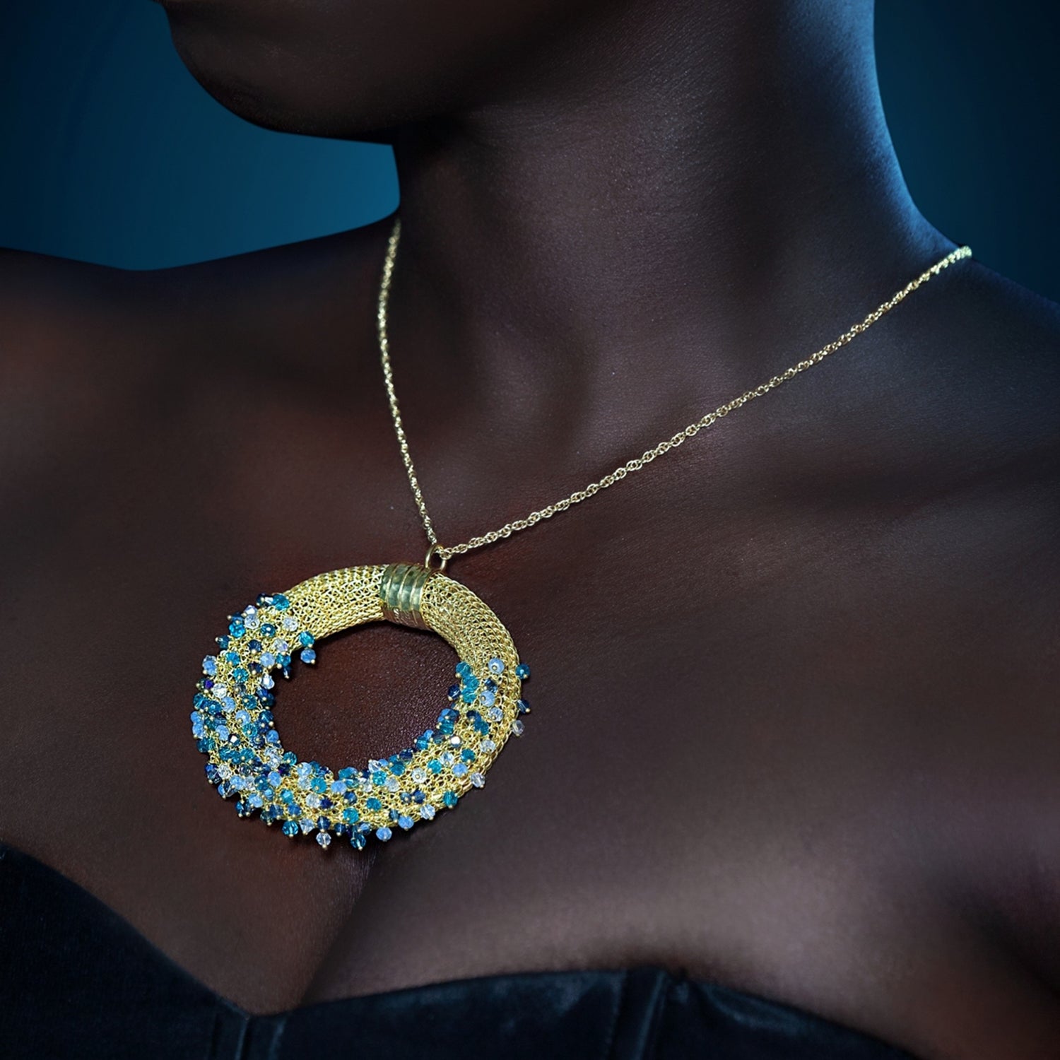 MUSE Gold Blue Necklace Romeo Delauris