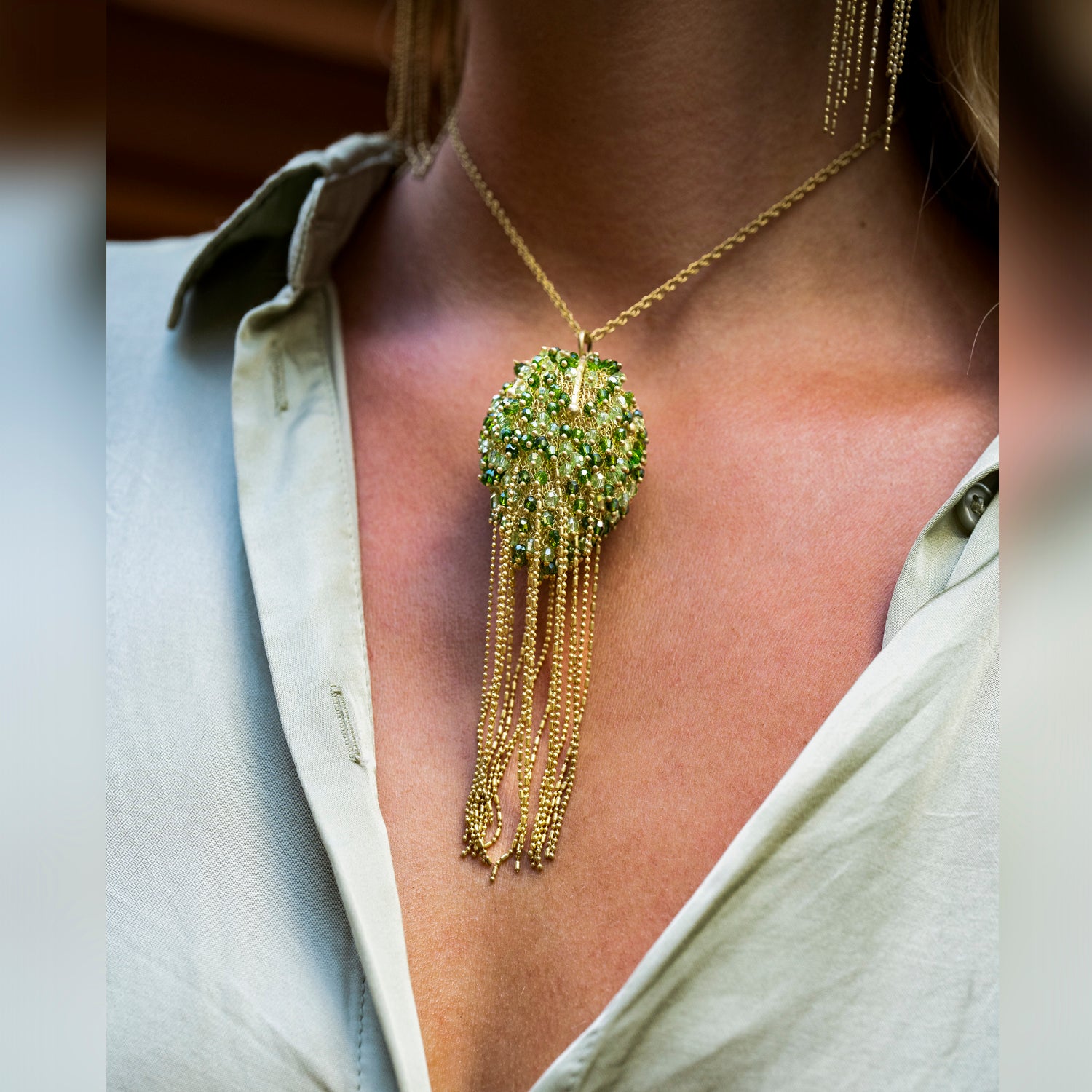 Aegea Gold Green Necklace Romeo Delauris