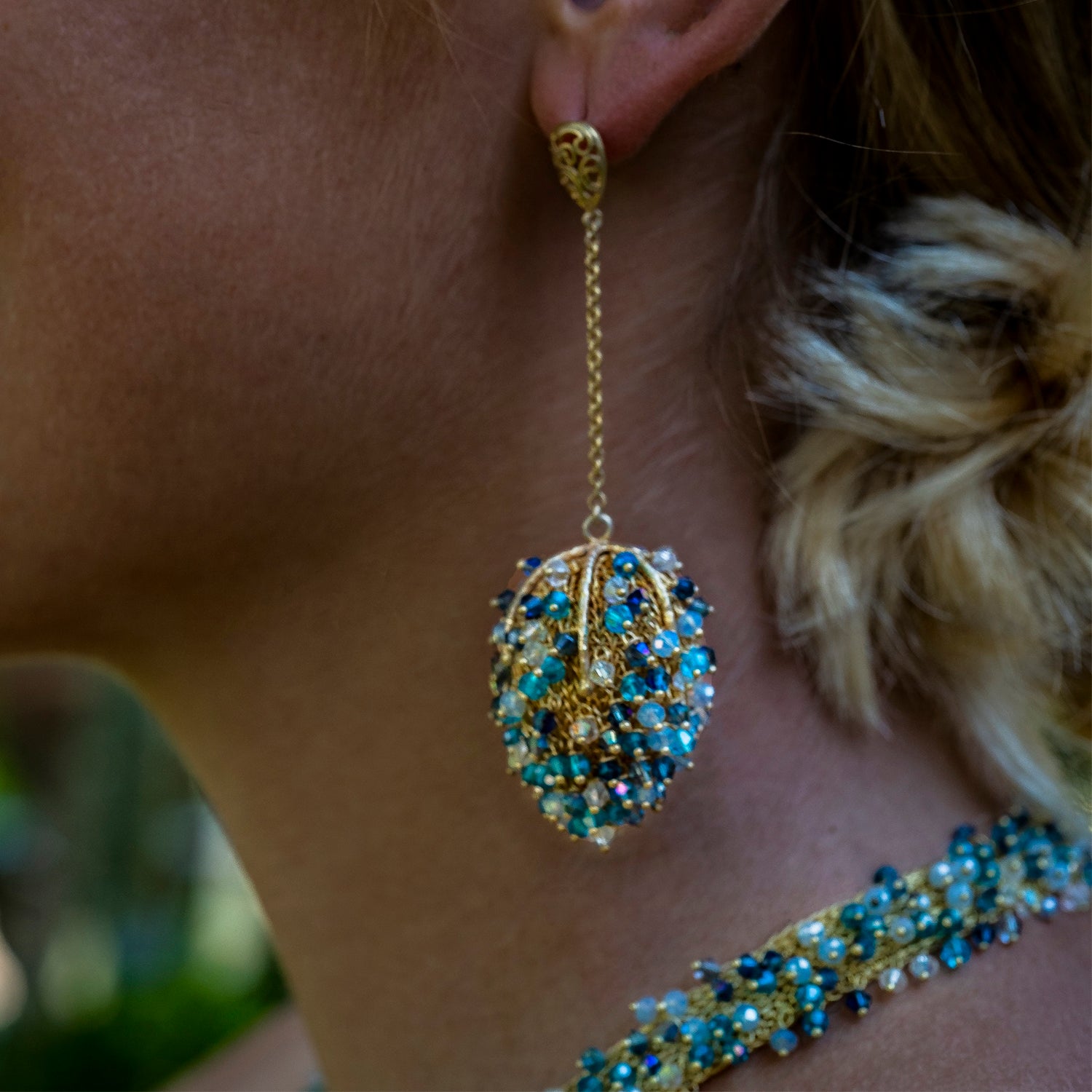 Hedone Gold Blue Earrings Romeo Delauris