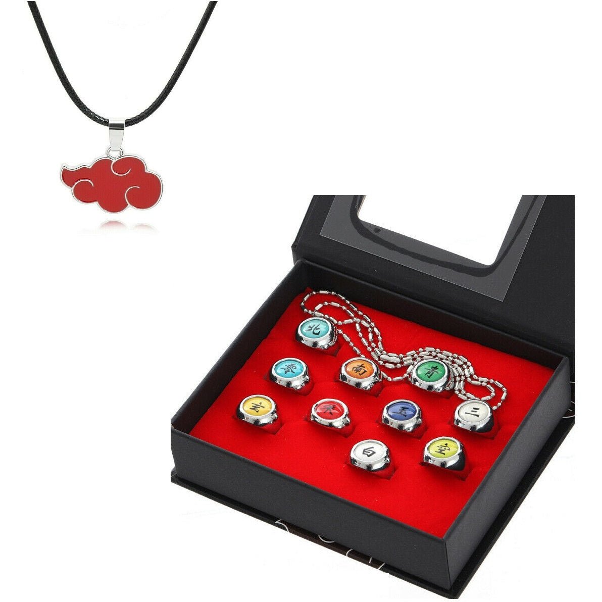 10PC Anime Naruto Akatsuki Ring Set Necklace Gift Cosplay - Costume Works AU