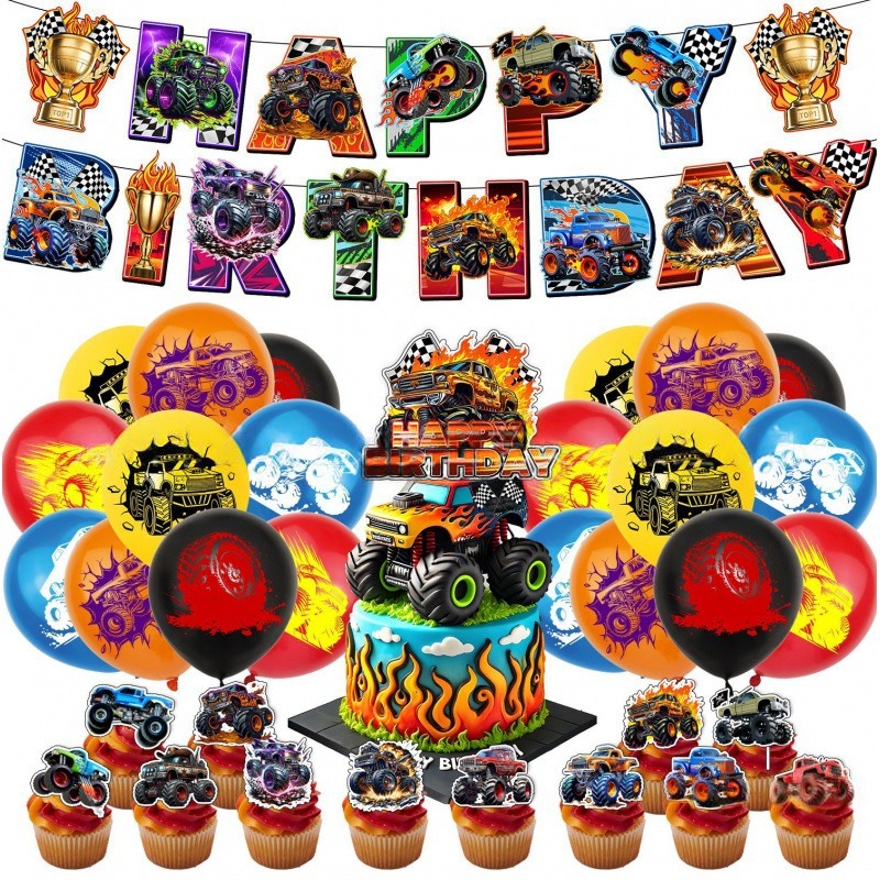 Monster Truck Birthday Party Decorations Set