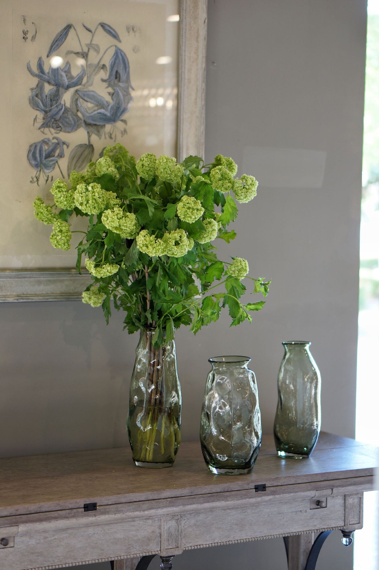 Green Transparent Irregular Hammered Glass Flower Vase 