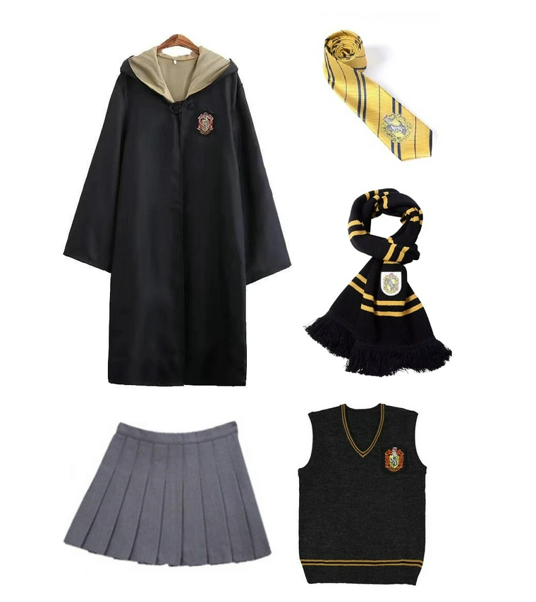 Girls Hufflepuff Full Set Costume Harry Potter Cosplay Book Week