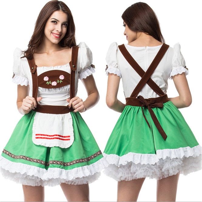 Womens Oktoberfest Beer Maid Wench Dirndl Green Dress Costume - Costume Works AU
