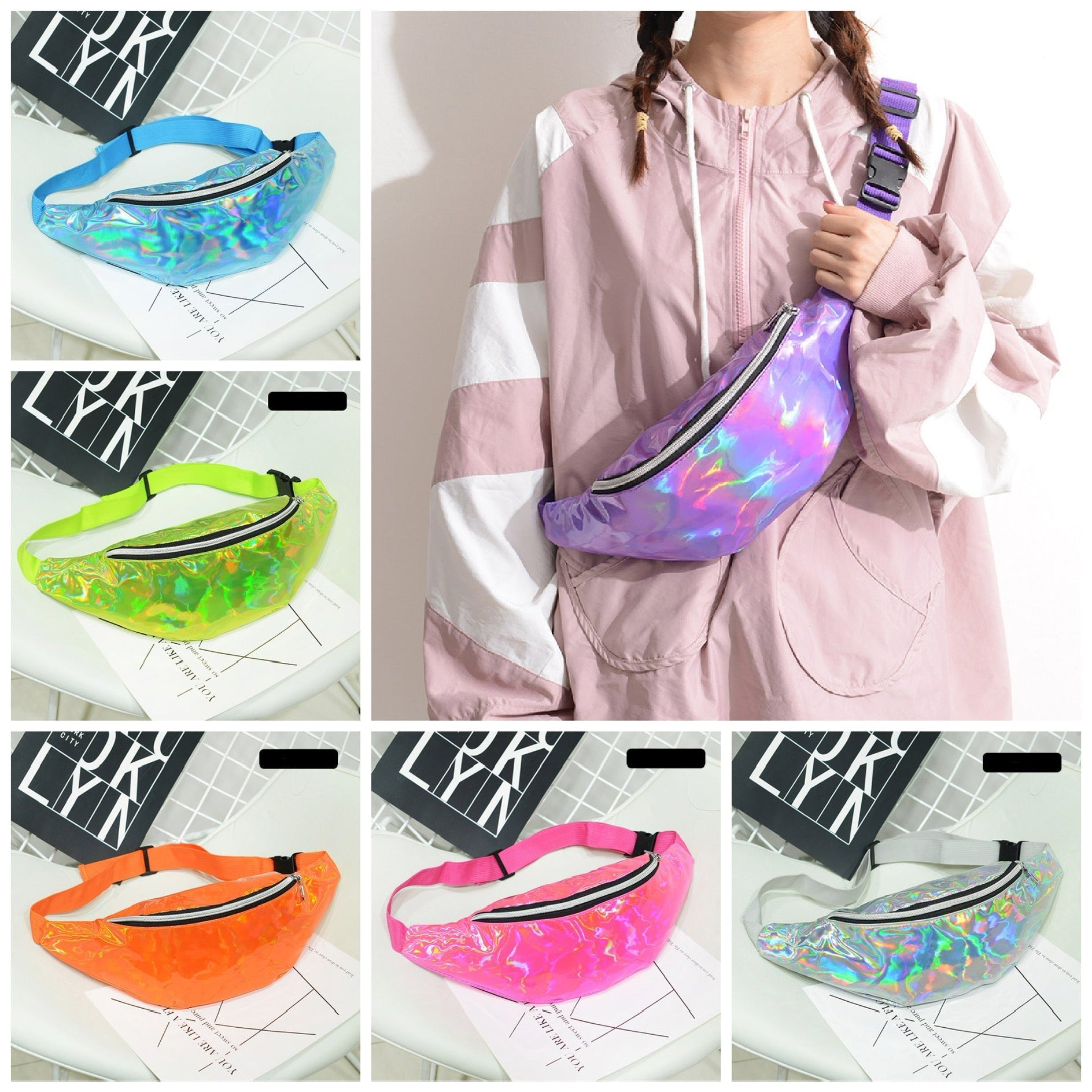 80s Neon Holographic Bum Bag - Costume Works AU