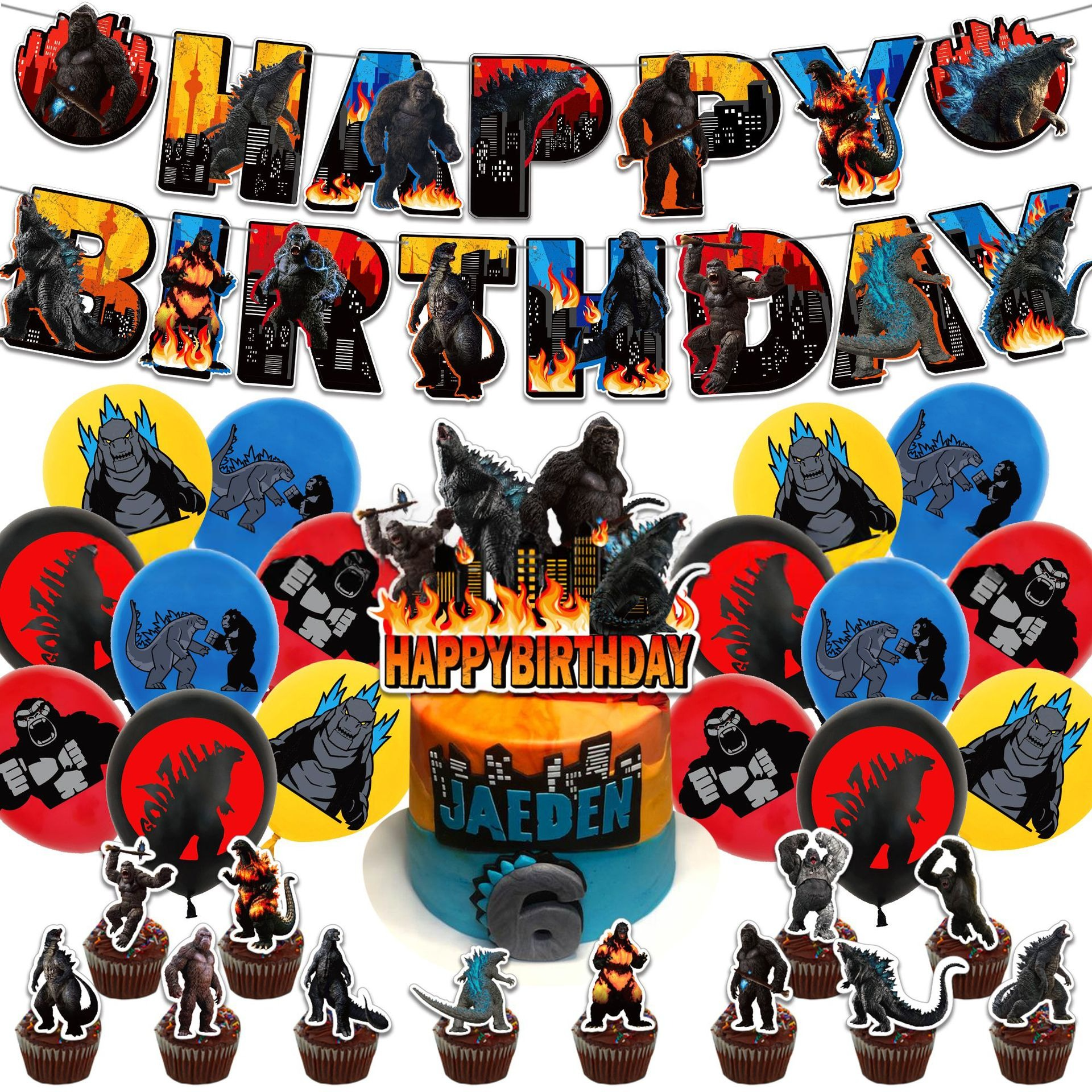 Godzilla vs Kong Birthday Party Decorations Set