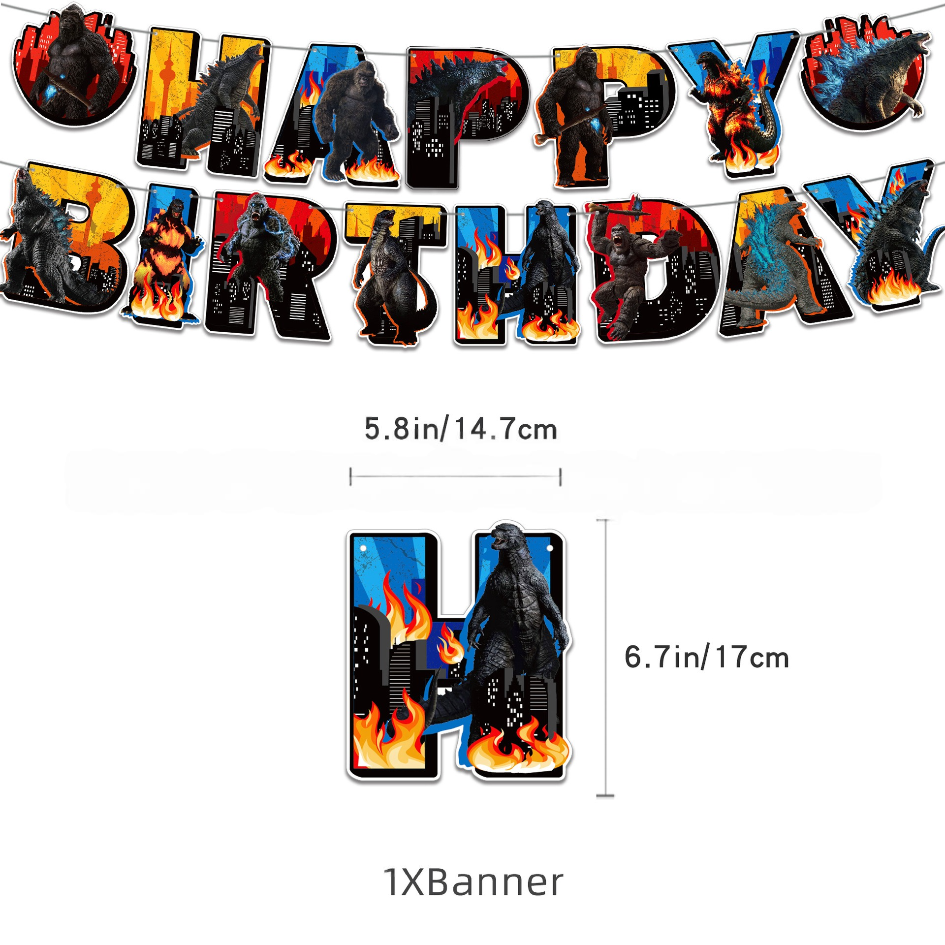 Godzilla vs Kong Birthday Party Decorations Set