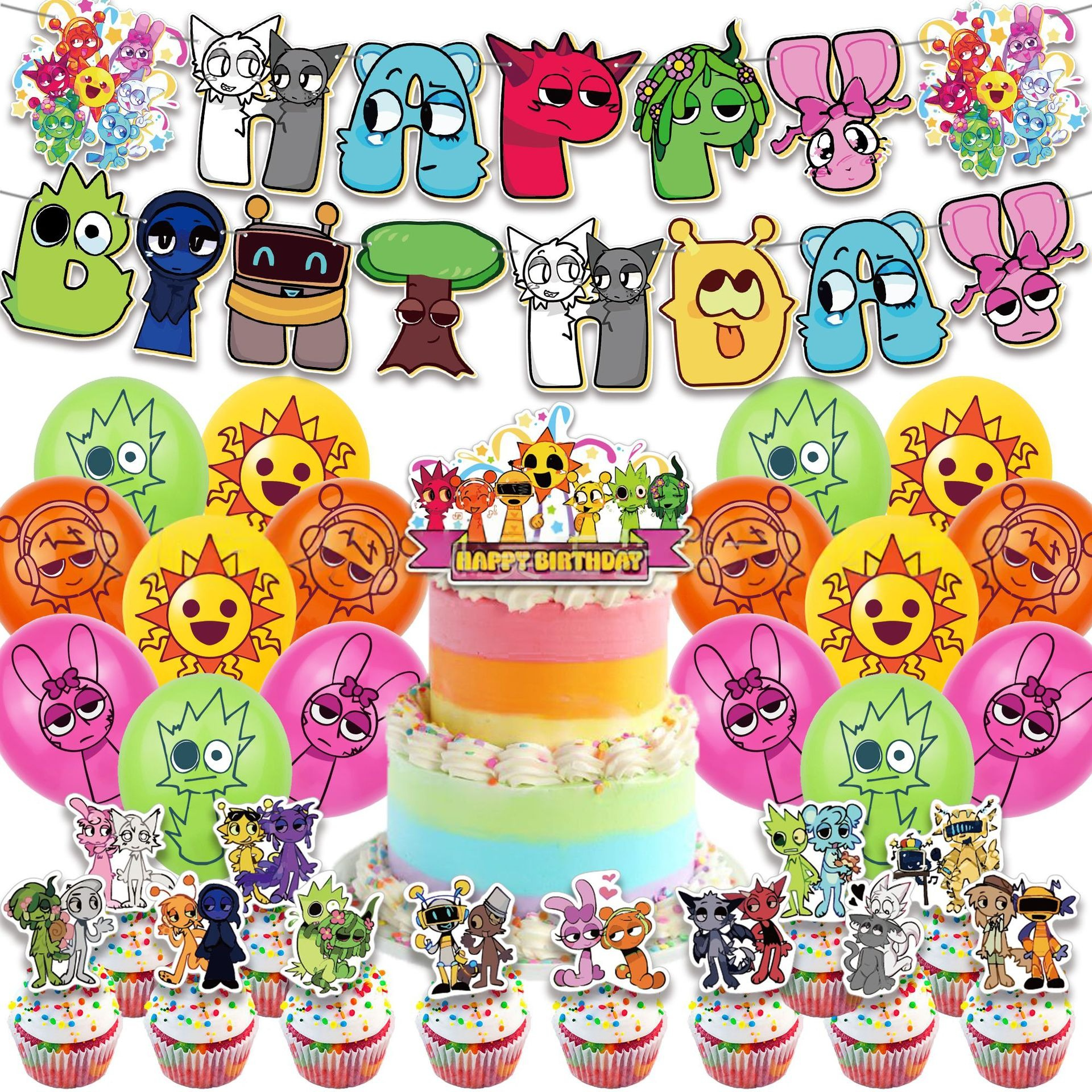 Sprunki Birthday Party Decorations Set
