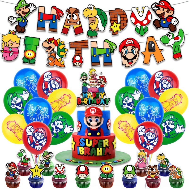New Super Mario Birthday Party Decorations Set