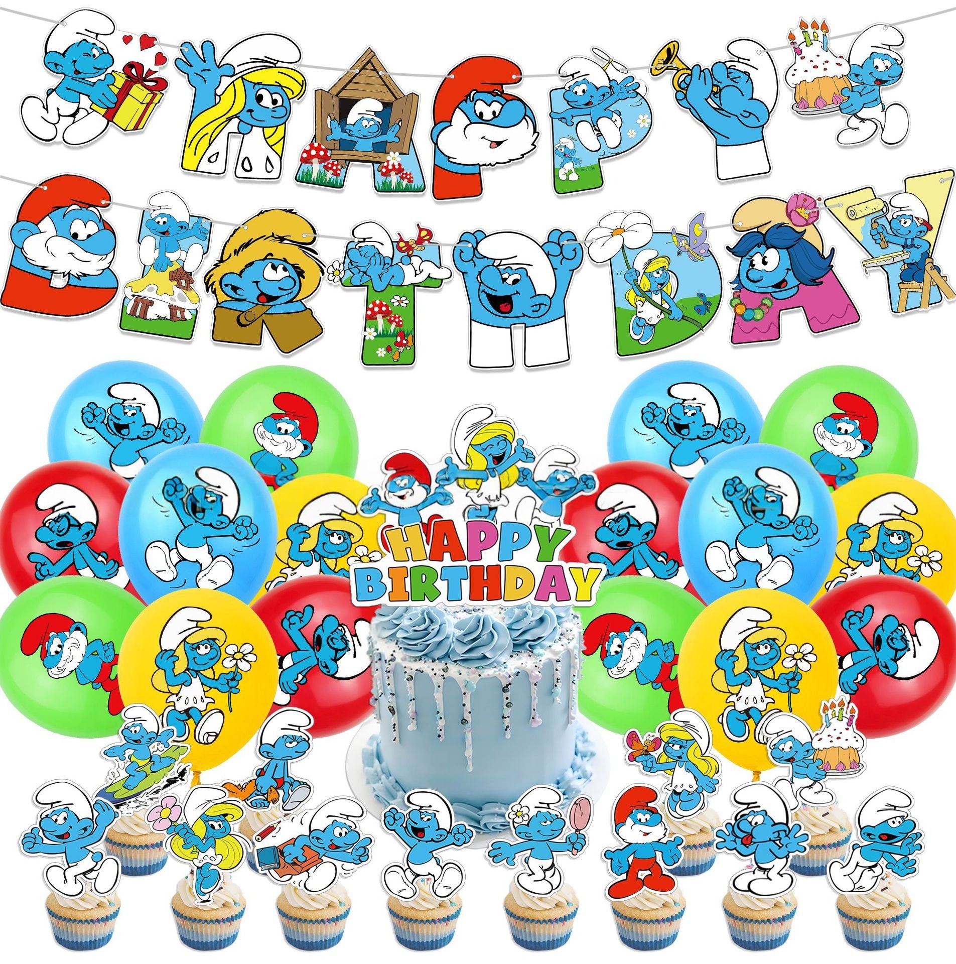 Smurfs Birthday Party Decorations Set