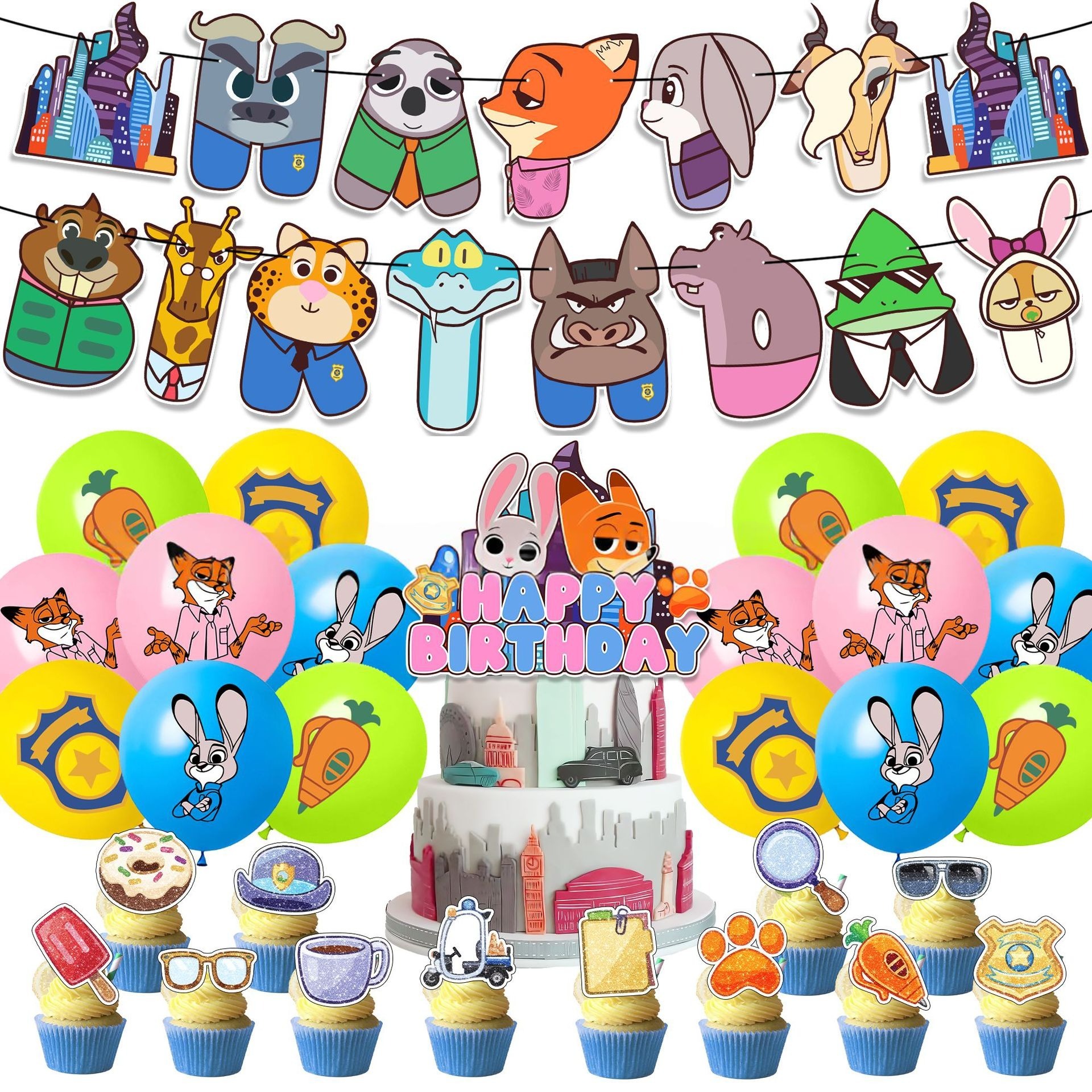 Zootopia Birthday Party Decorations Set