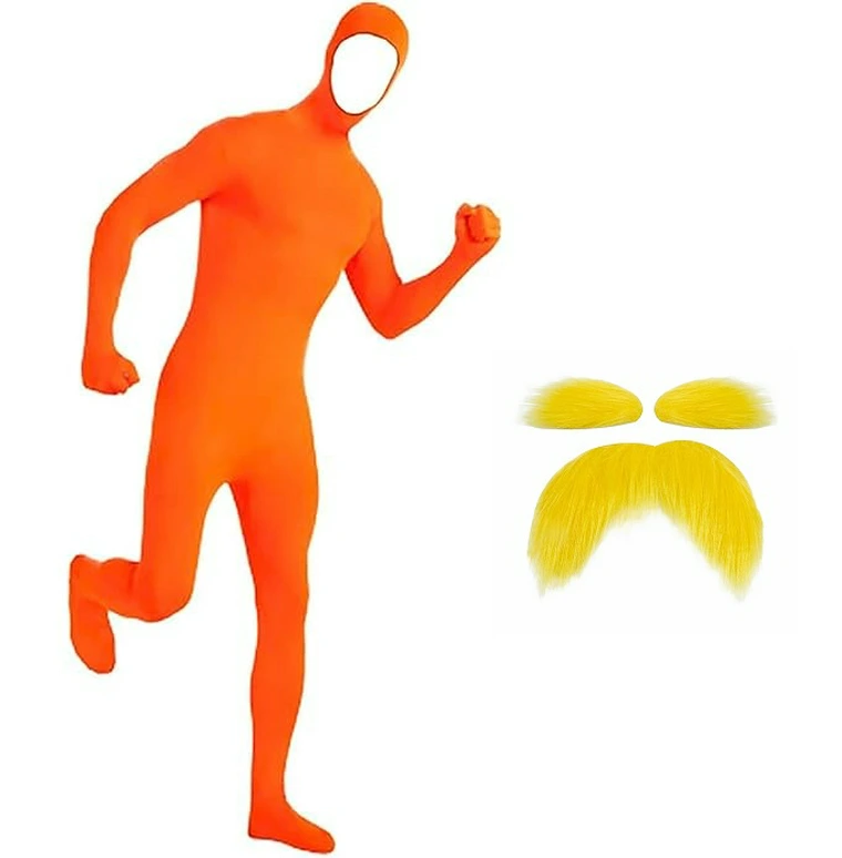 Kids Adults Dr Seuss The Lorax Costume Orange Morph Suit-Costume Works AU
