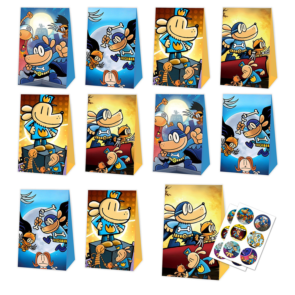 Dog Man Loot Bags 12 Pack and Stickers