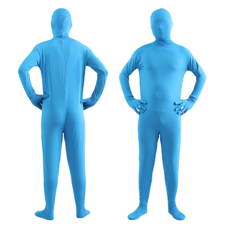 Kids Adult Light Blue Invisible Morph Suit Spandex Second Skin Costume