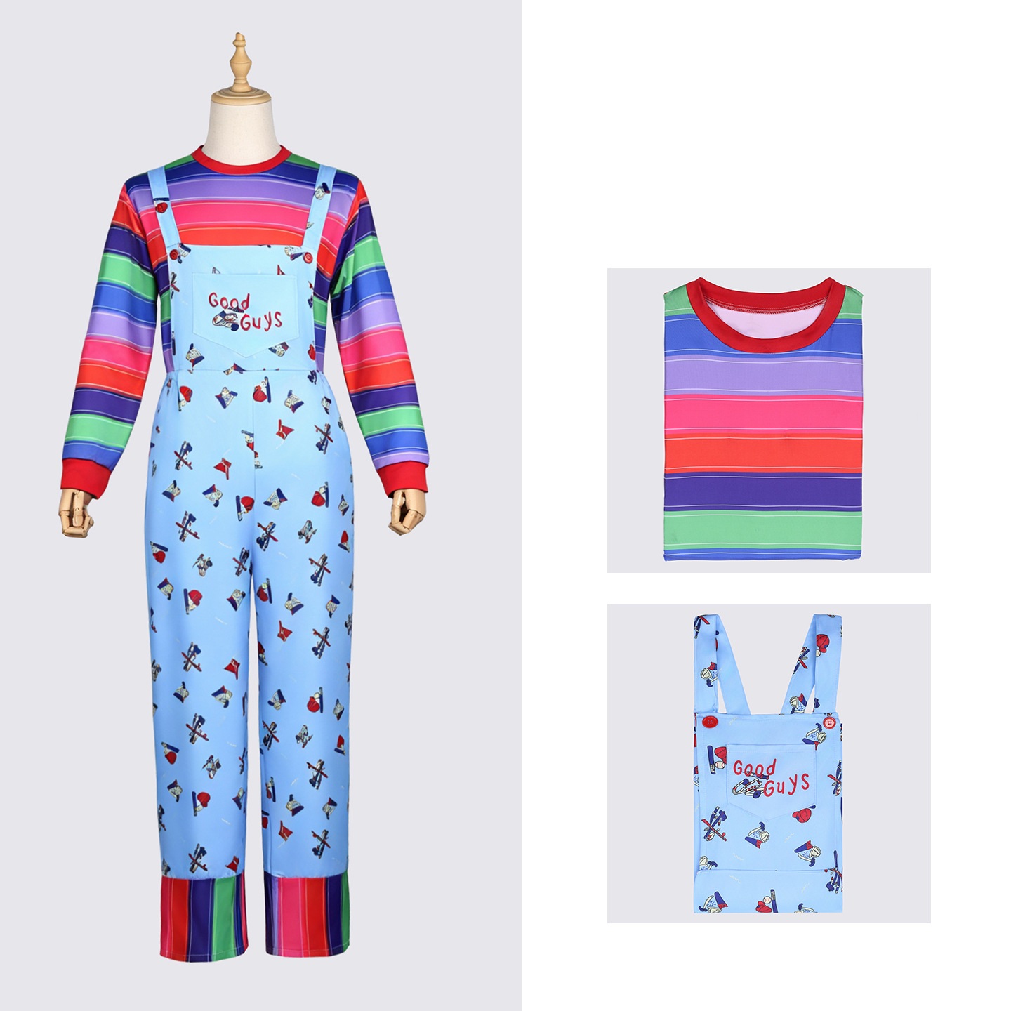 Kids Adults Chucky Costume Killer Doll Halloween Cosplay