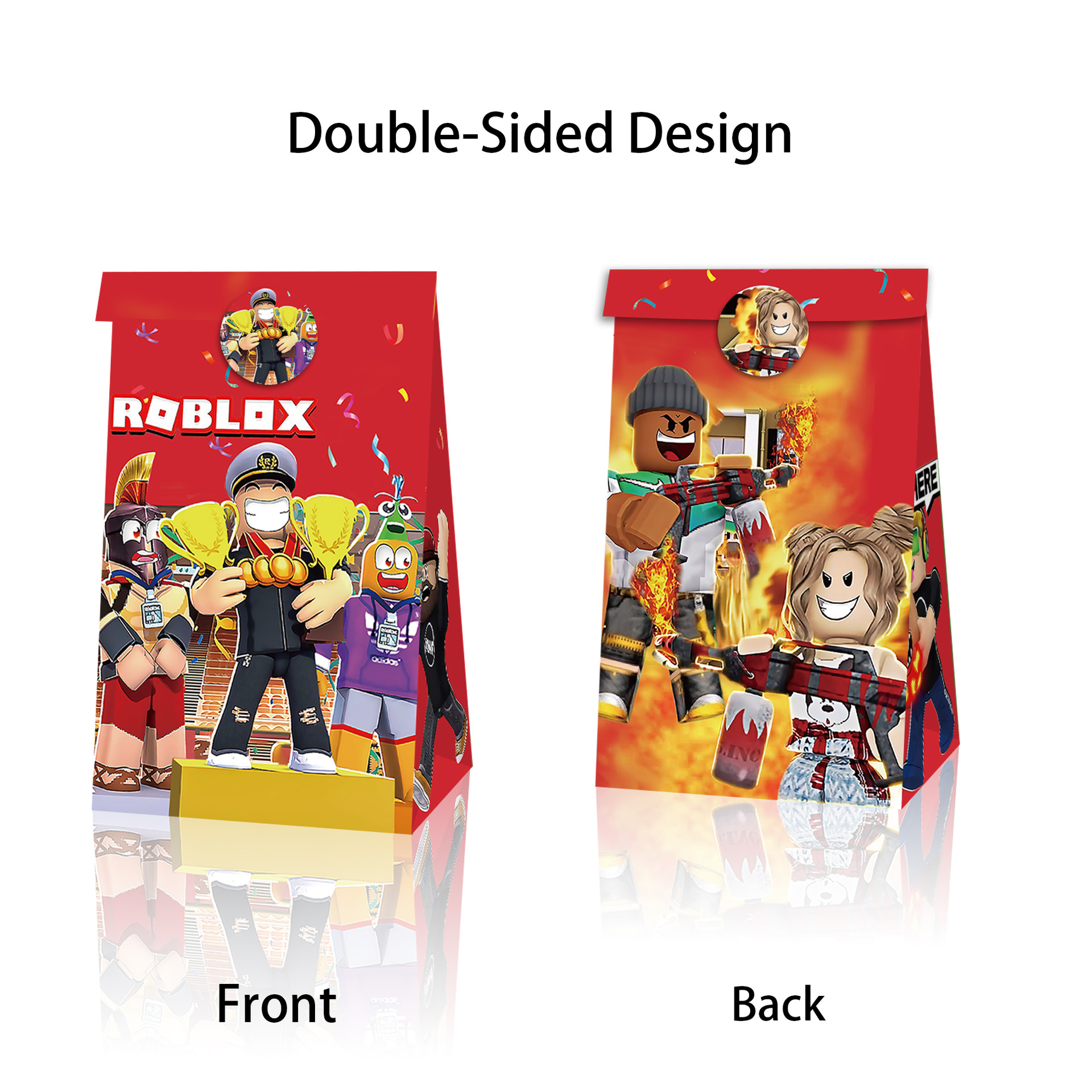 Roblox Paper Loot Bags 12 Pack and Stickers