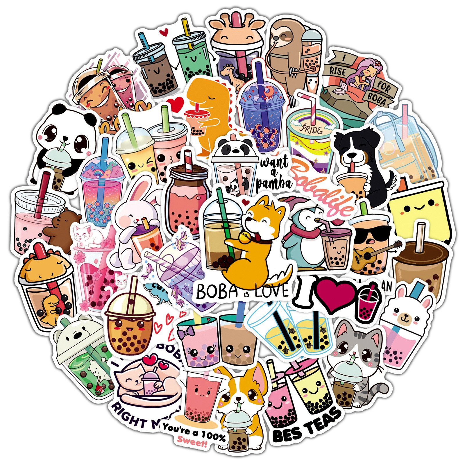 50PC Boba Bubble Tea Vinyl Stickers