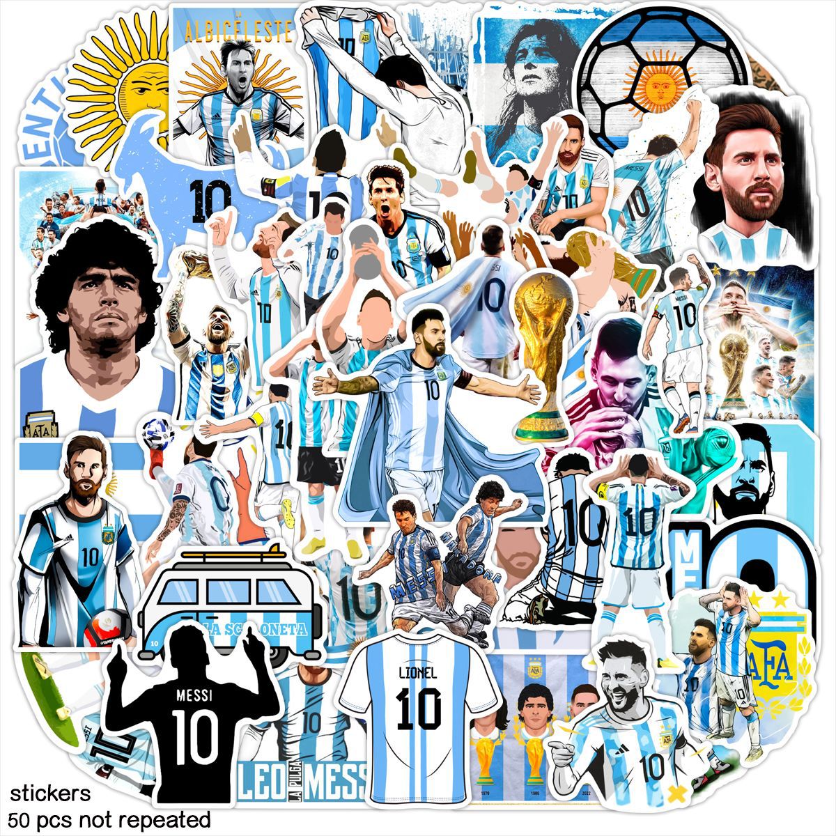 50PC Lionel Messi Soccer Vinyl Stickers