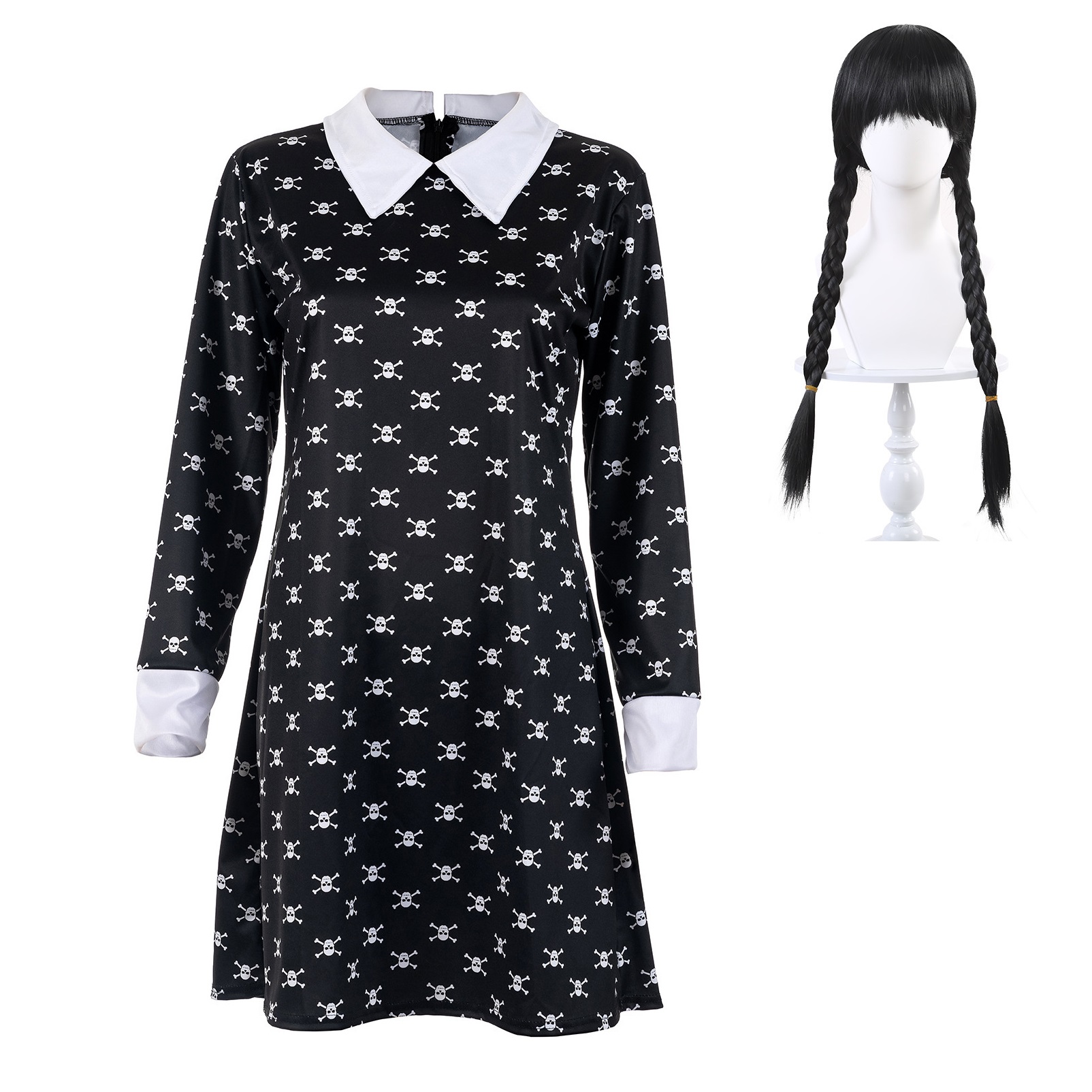 Wednesday Addams Costume Dress Wig Cosplay