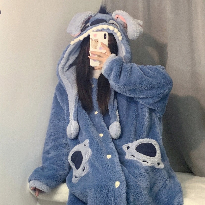 Stitch Fleece Robe Hooded Blanket Bathrobe - Costume Works AU