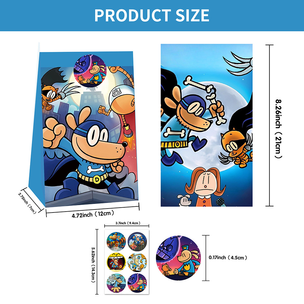 Dog Man Loot Bags 12 Pack and Stickers