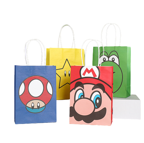 Super Mario Paper Loot Bags With Handles 12 Pack