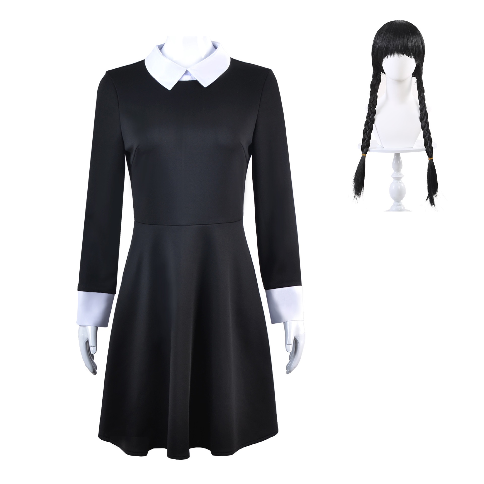 Wednesday Addams Costume Dress Wig Cosplay
