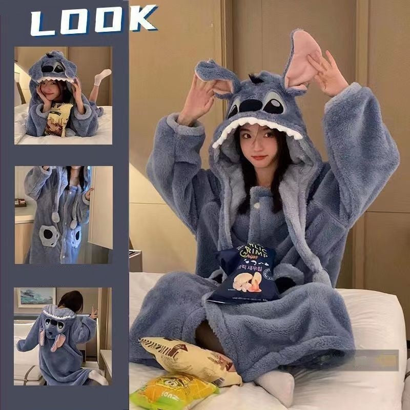 Stitch Fleece Robe Hooded Blanket Bathrobe - Costume Works AU
