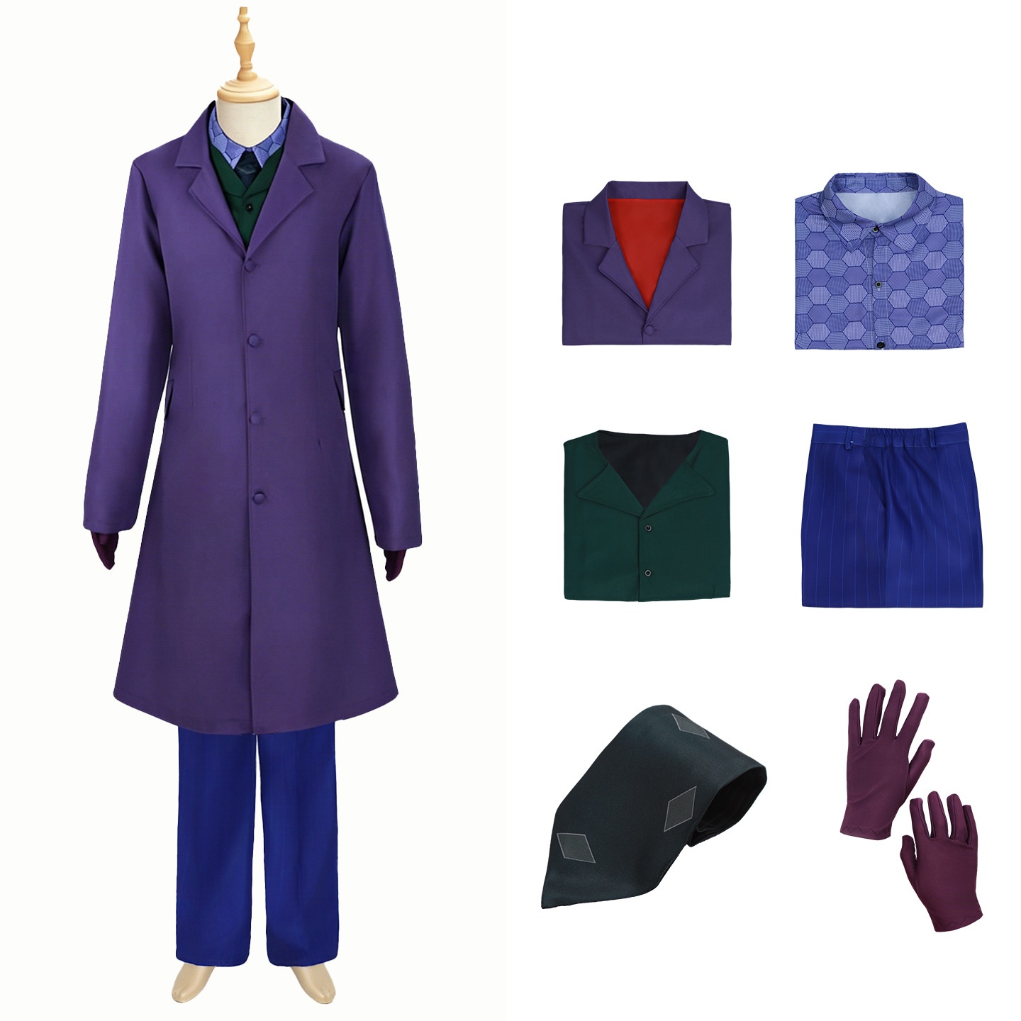 Adults Batman The Dark Knight Joker Cosplay Costume Halloween
