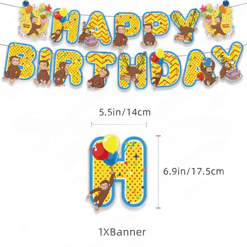 Curious George Monkey Birthday Party Decorations Set