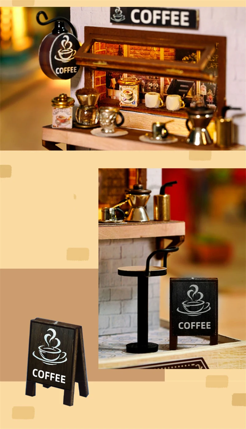 DIY Coffee Shop Miniature Wooden Doll House