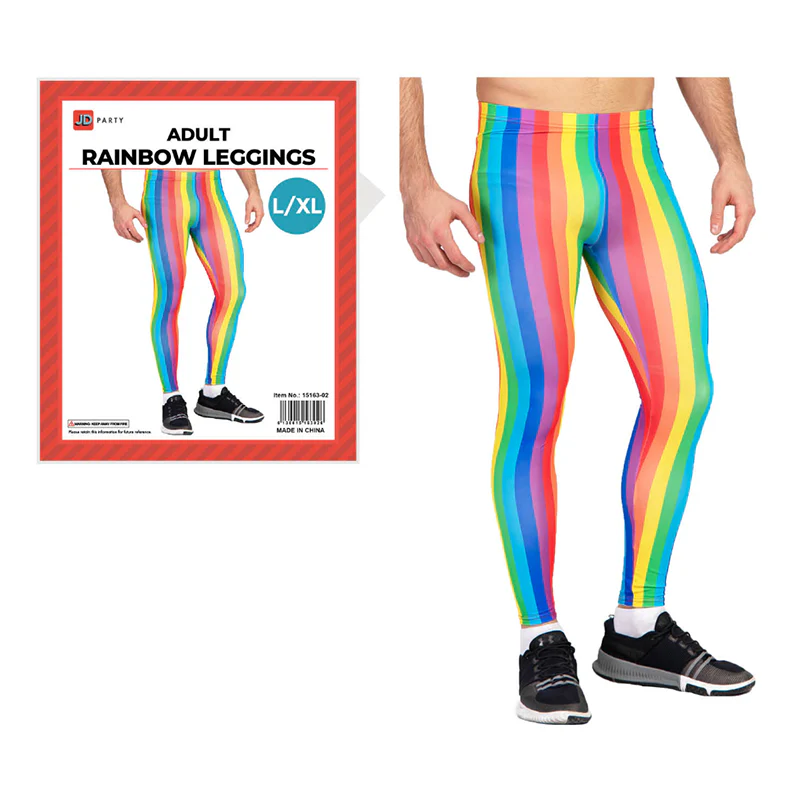 Adult Rainbow Stripe Leggings Mardi Gras-Costume Works AU