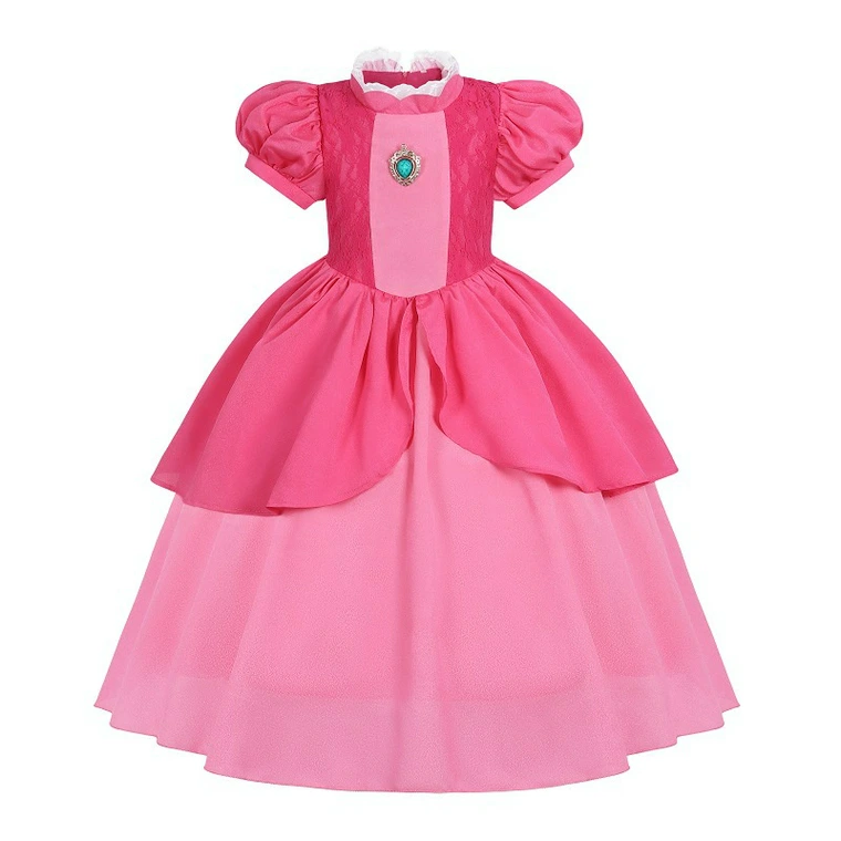 Girls Princess Peach Pink Dress Costume Book Week