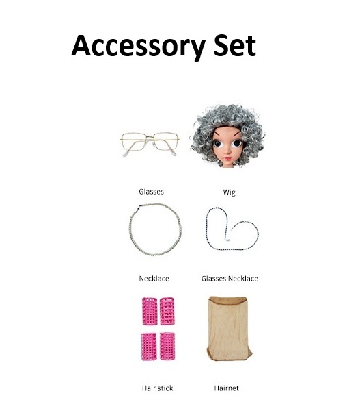 Girls Beige Old Lady Granny Costume