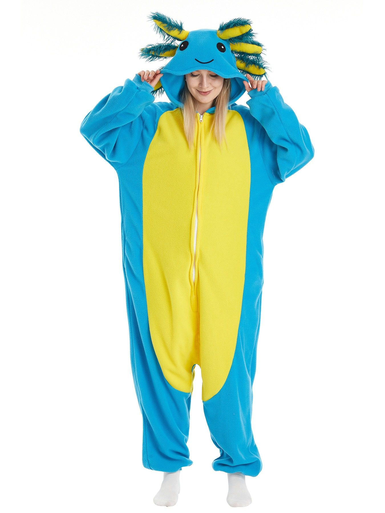 Blue Axolotl Onesie Costume Kigurumi Pajamas