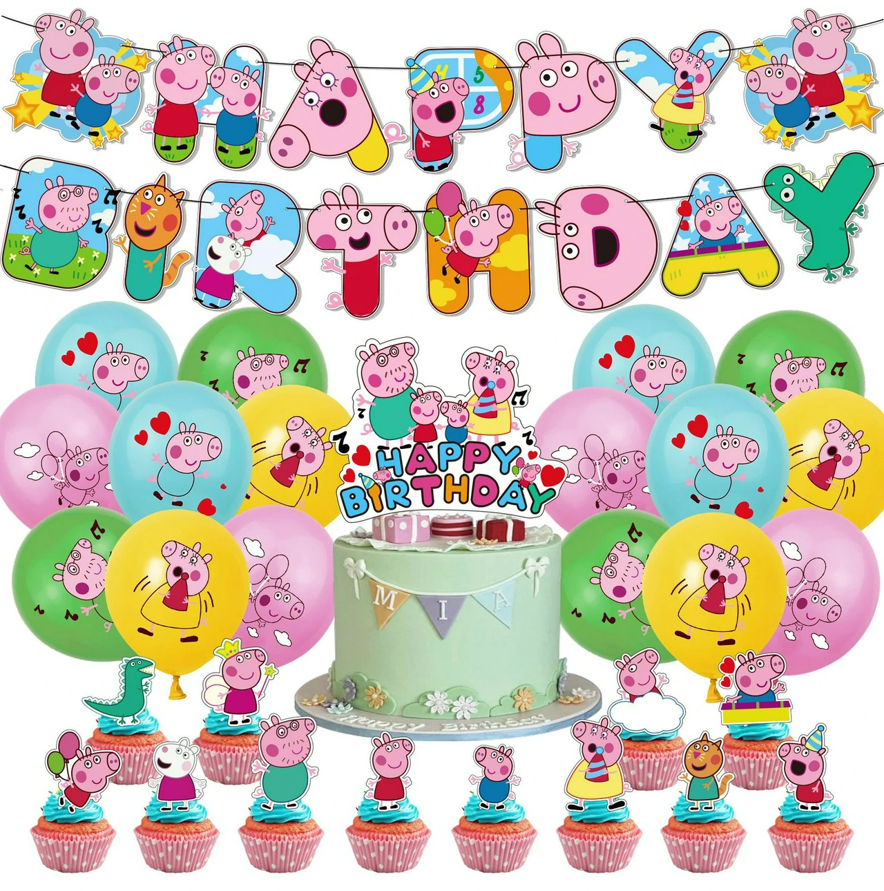 Peppa Pig Birthday Party Decorations Set