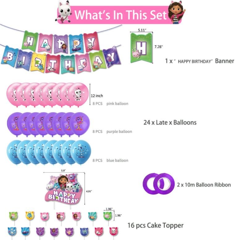 Gabby's Dollhouse Birthday Party Set - Costume Works AU