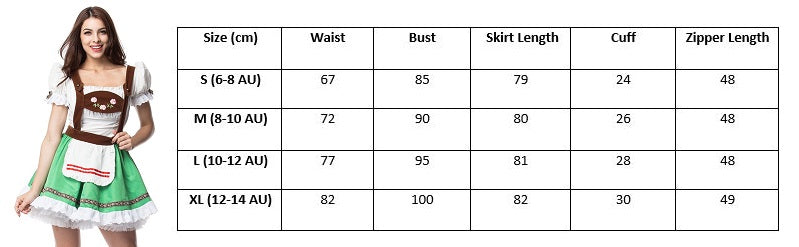 Womens Oktoberfest Beer Maid Wench Dirndl Green Dress Costume - Costume Works AU