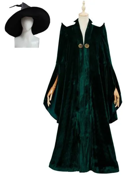 Professor Minerva McGonagall Wizard School Witch Green Robe Costume