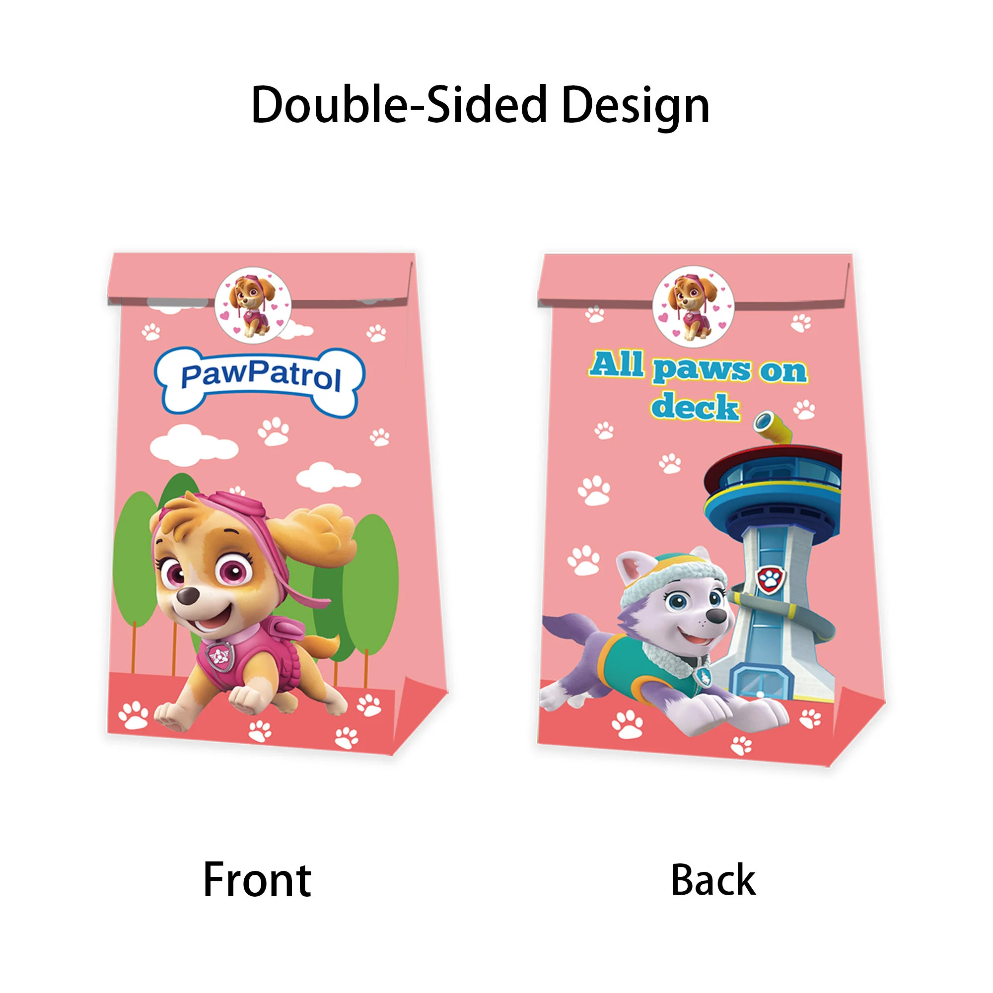 Paw Patrol Paper Loot Bags 12 Pack and Stickers