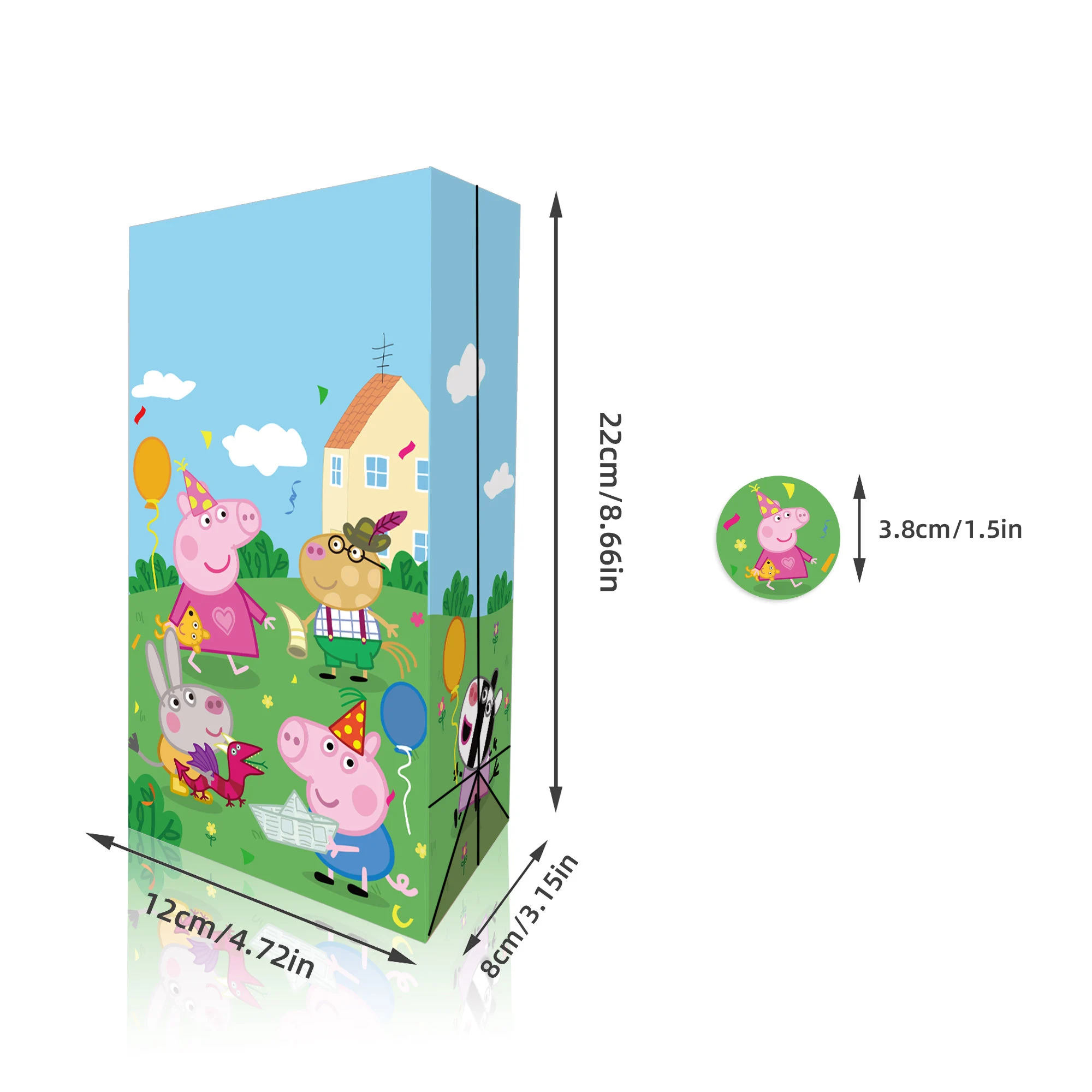 Peppa Pig Loot Bags 12 Pack and Stickers