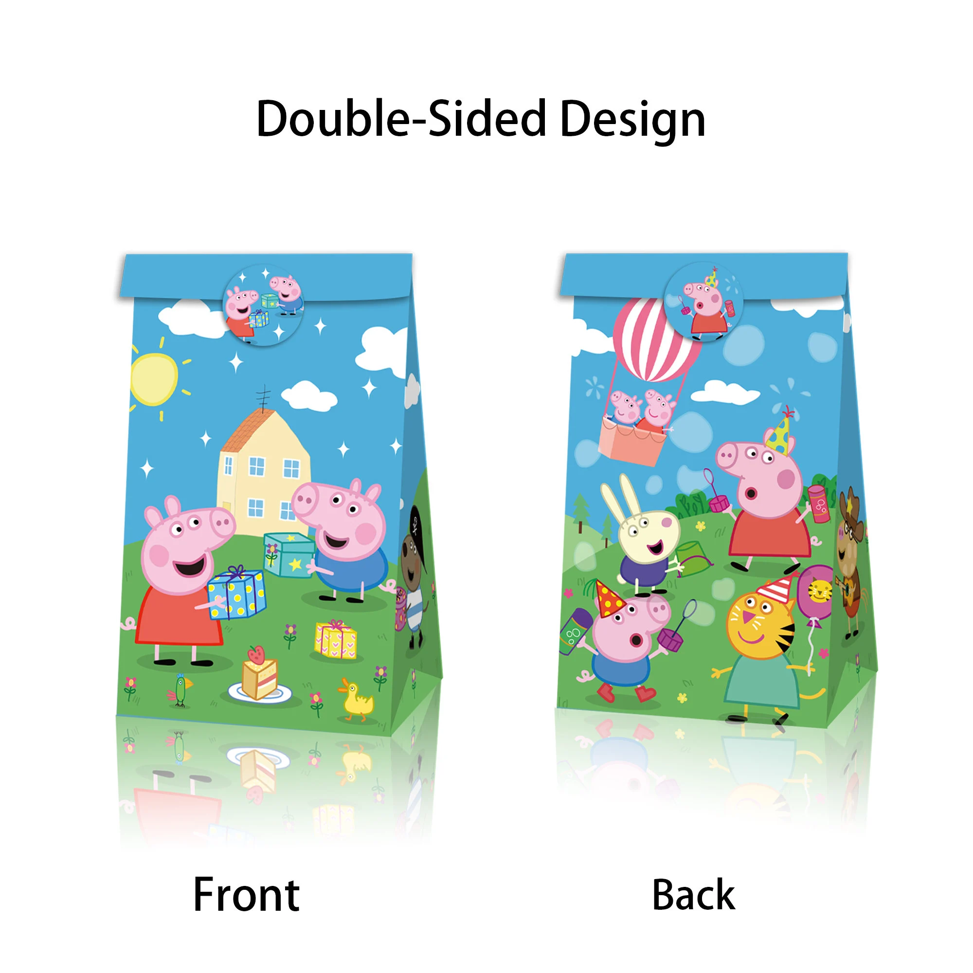 Peppa Pig Loot Bags 12 Pack and Stickers