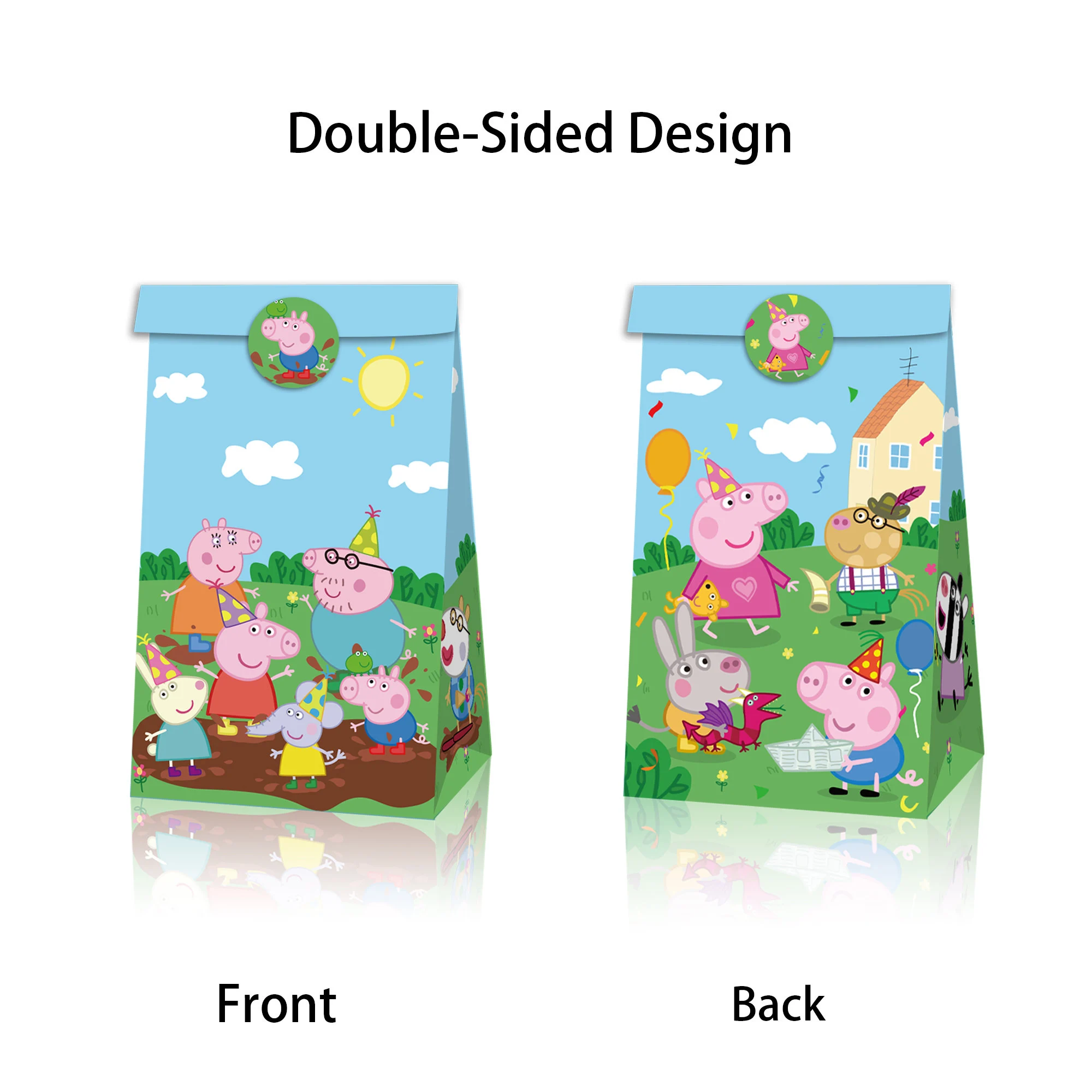 Peppa Pig Loot Bags 12 Pack and Stickers