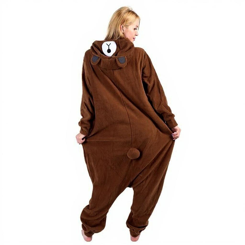 Brown Line Bear Onesie Costume Kigurumi Pajamas