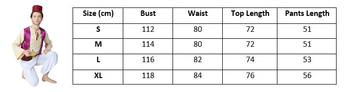 Adults Aladdin Arabian Prince Costume Book Week Cosplay