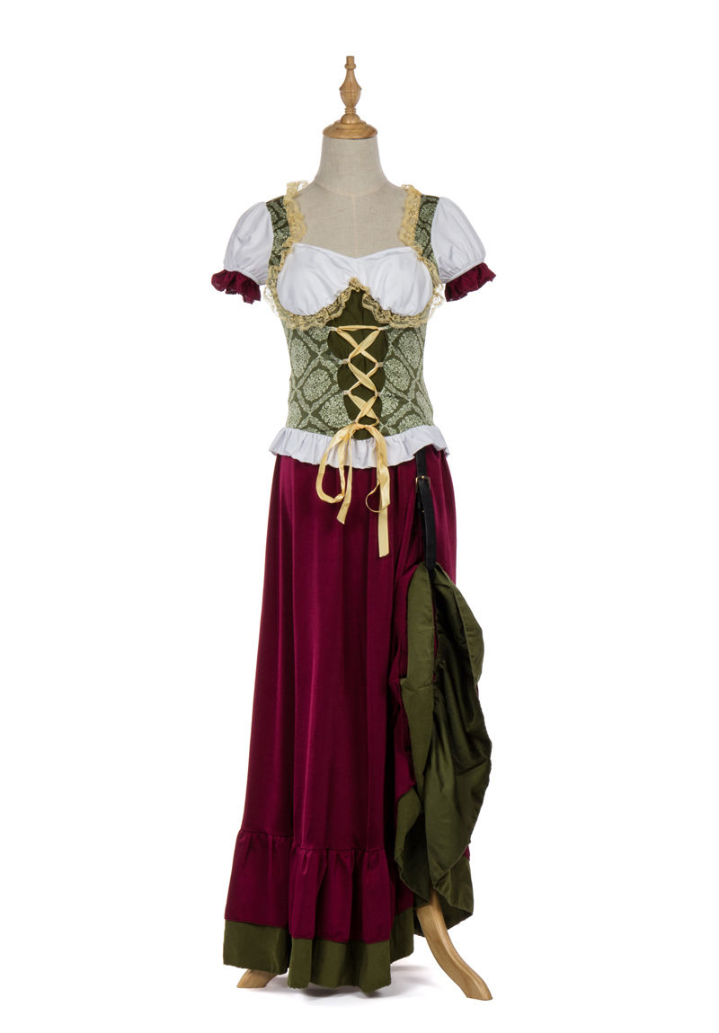 Womens Oktoberfest Beer Maid Renaissance Wench Tavern Long Dress Costume