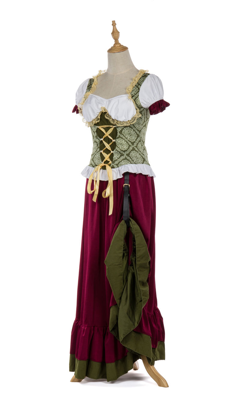 Womens Oktoberfest Beer Maid Renaissance Wench Tavern Long Dress Costume