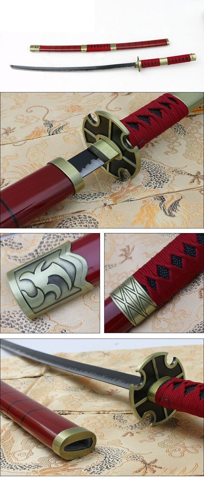 One Piece Zoro Roronoa Sandai Kitetsu Katana Metal Sword - Costume Works AU